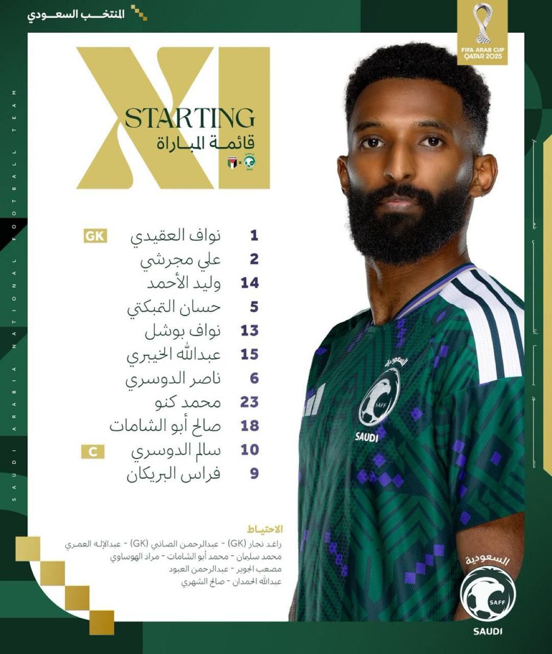 تشكيلةالمنتخب السعودية لمواجهة فلسطين🇵🇸.