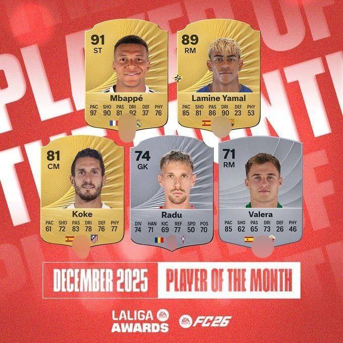 رســــمـــيًــا | - المرشحين لجائزة لاعب الشهر في الدوري الأسباني لشهر ديسمبر.
